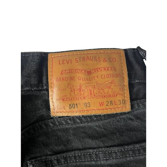 Levi’s Premium 501 ’93 Men’s Size 28x30 Black Jeans Straight Leg Button Fly - Picture 3 of 9